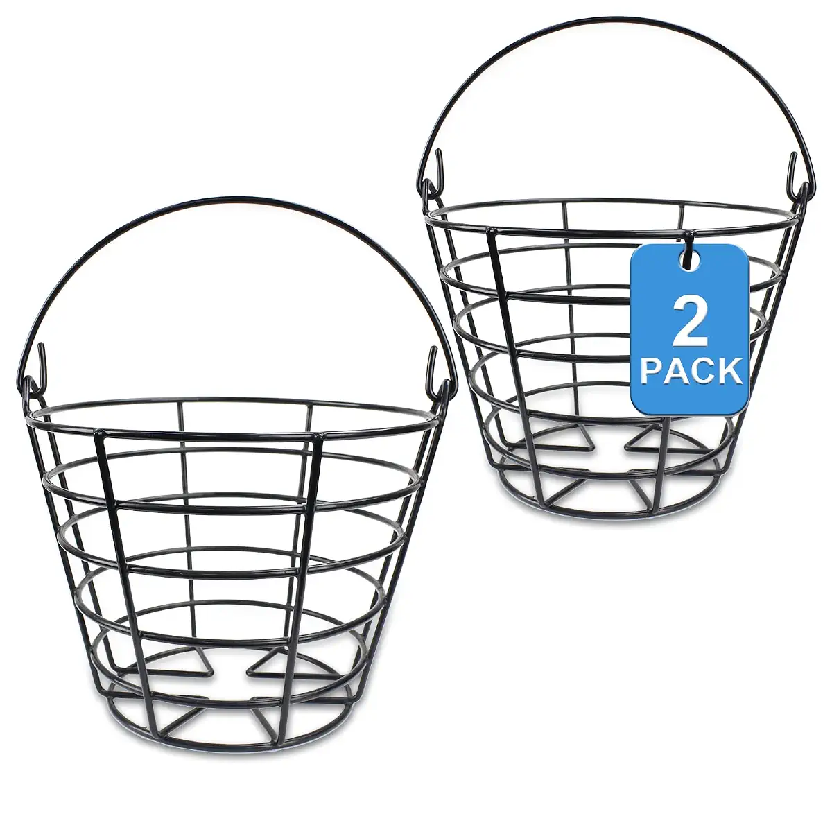 Crestgolf 2PCS Stainless Metal Golf Basket Golf Ball Container Ball Bucket 2 pack