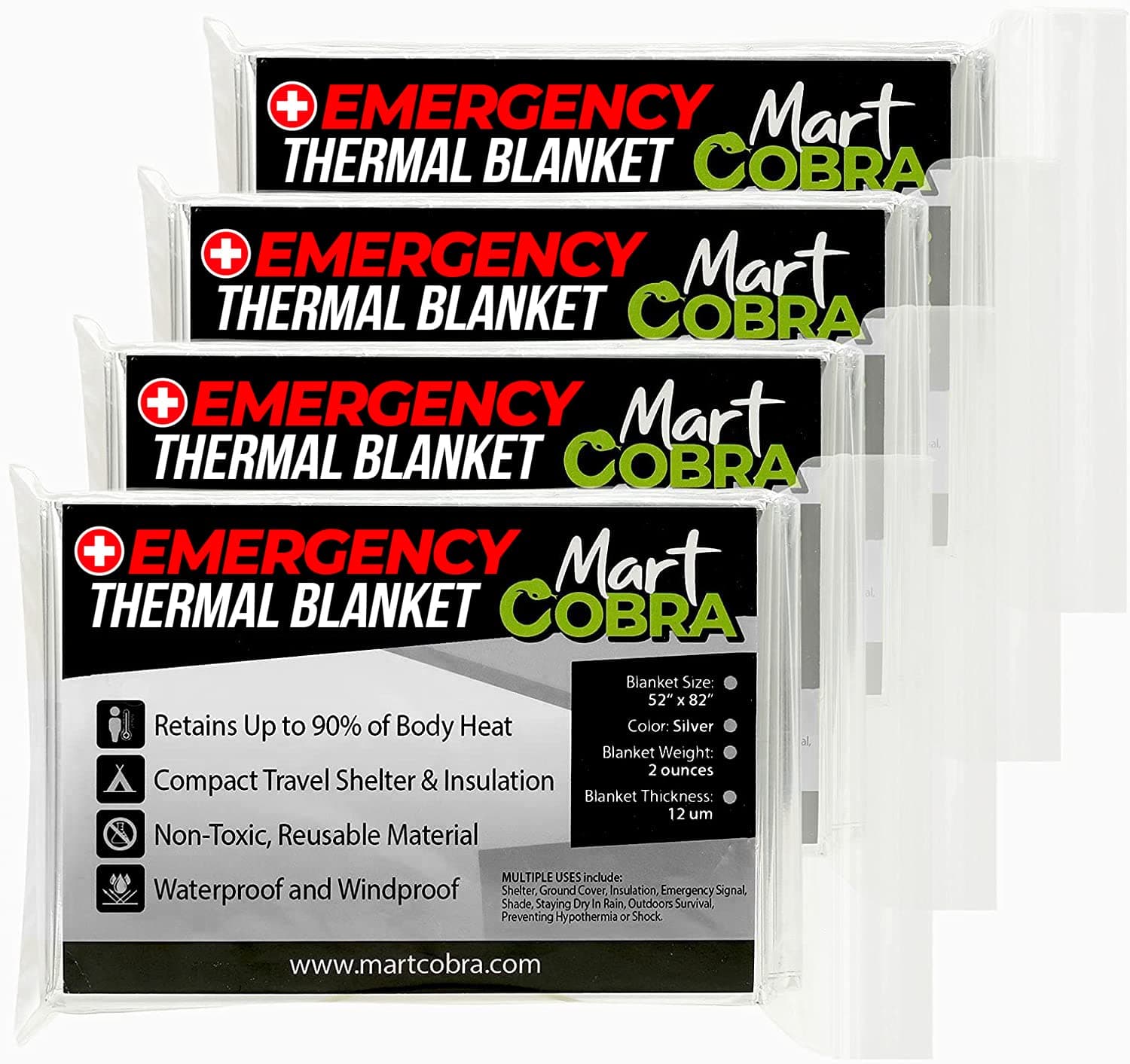 Emergency Blankets for Survival Gear and Equipment x4 Mylar Blankets Space Blanket Thermal Blanket Emergency Blanket Car