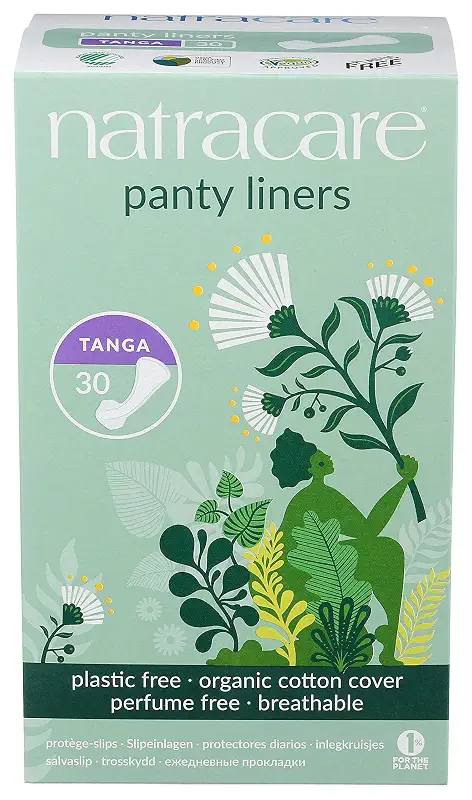 Natracare Natural Organic Thong Style Panty Liners, Made with Certified Organic Cotton, Ecologically Certified Cellulose Pulp and Plant Starch (1 Pack, 30 Liners Total) Tanga